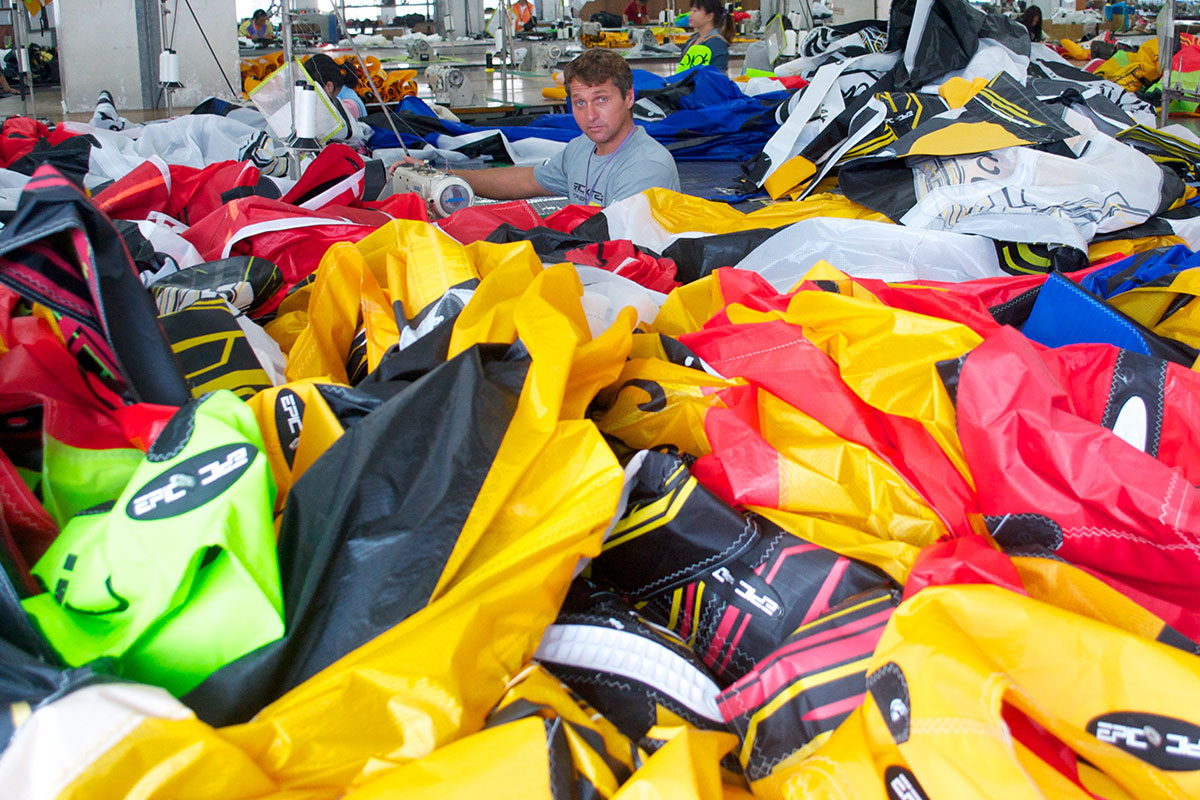 EPIC KITES KITEBOARDING Photos Working at the kite factory